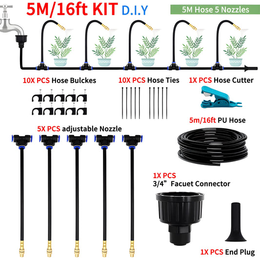 DIY Free Bending Universal Spray Kit for Greenhouse Garden Flowers Plant Watering Irrigation Patio Misting Cooling System